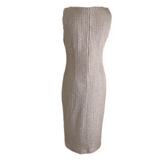 St. John gold sleeveless sheath dress with sequin accents - NWT - 6 - Picture 4 of 11